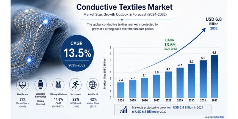 Conductive Textiles Market Growing at 13.5% CAGR as Smart Wearables Surge in 2026 